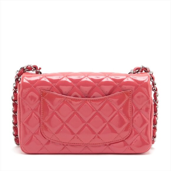 Authentic CHANEL Pink Patent Quilted Single Flap Bag Chain Purse - Picture 2 of 10